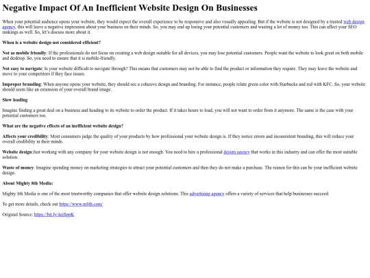 NegativeImpactOfAnInefficientWebsiteDesignOnBusinesses screenshot