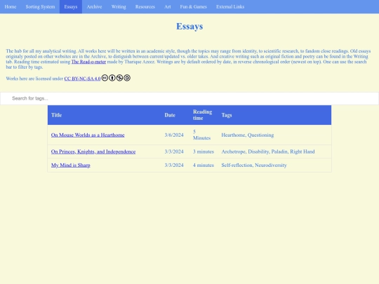 Essays screenshot