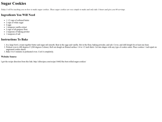 Recipe screenshot