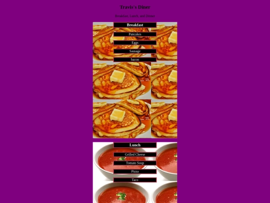 Menu screenshot