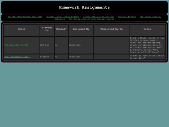 homework screenshot