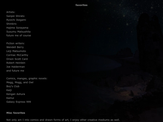 about/favorites screenshot