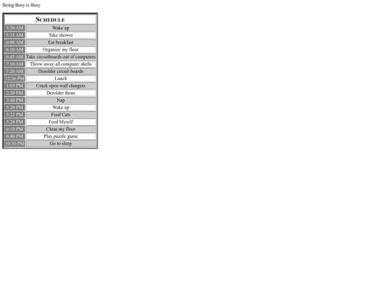 schedule screenshot