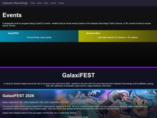 events screenshot