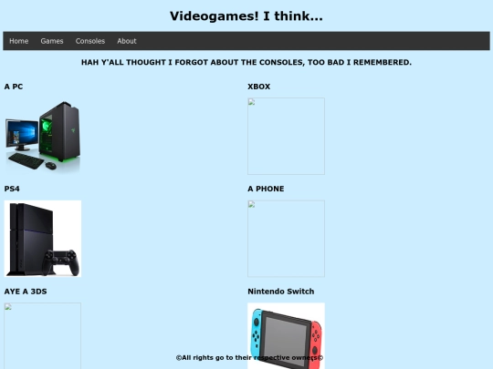 consoles screenshot