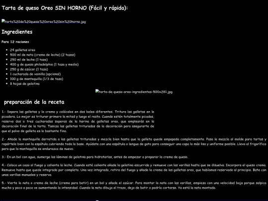 tarta de queso Oreo (sin horno) screenshot