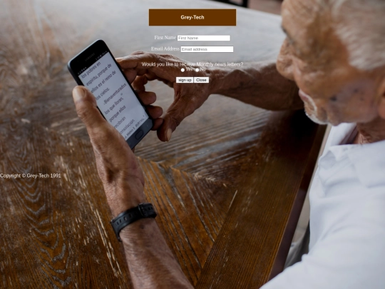 Splash page screenshot