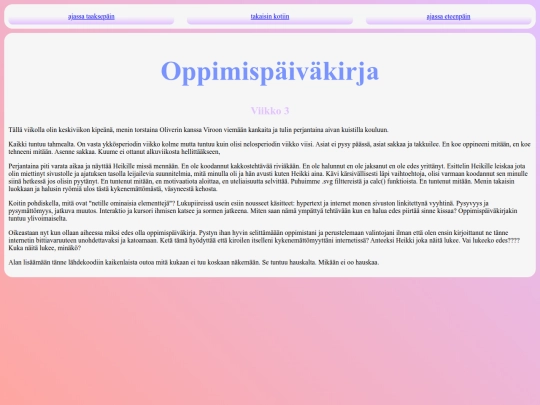oppimispaivakirja/viikko3 screenshot