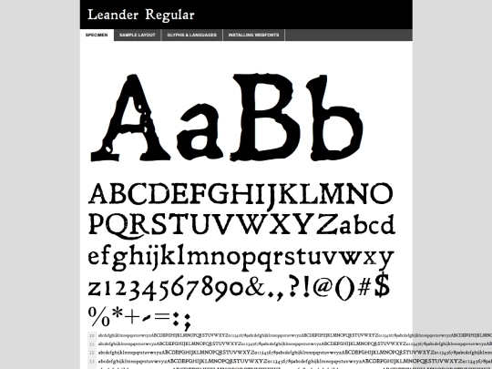fonts/leander/leander-demo screenshot