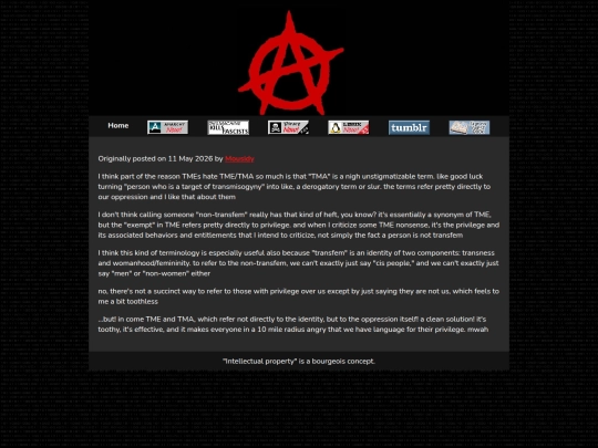 Anarchy/Opposition to Transfeminism/WhyistheresomuchbacklashagainstTMETMA screenshot