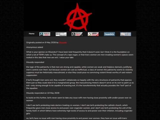 Anarchy/TERF Rhetoric/WhatdoyoumeanwhenyousayTERFsareanapparatusofthepatriarchyDonttheythinkmenareevil screenshot