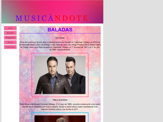 paginas/baladas screenshot