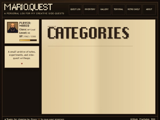 categories screenshot