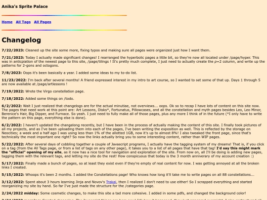 page/changelog screenshot