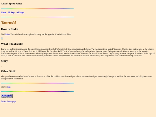 page/constellations/taurus screenshot