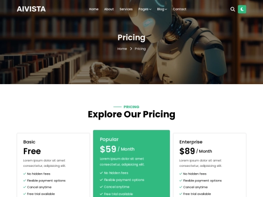 Aivista/pricing screenshot