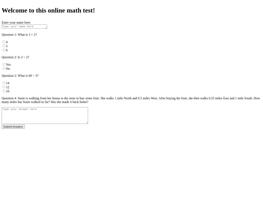 MathTest screenshot