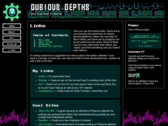 links screenshot