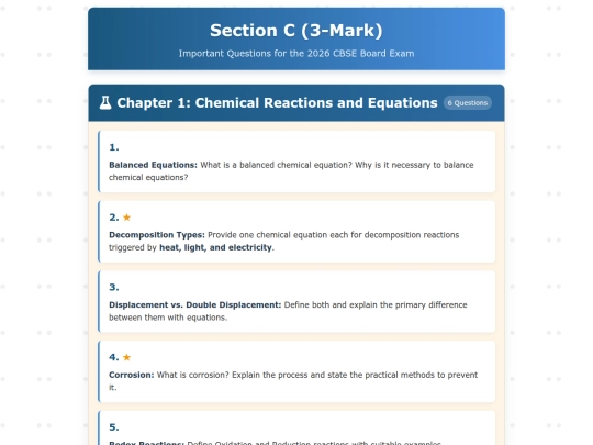 2026 science/Science Section C Important questions screenshot