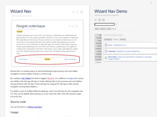 Dig/wizard nav demo screenshot