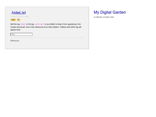 Digital garden/.hideList screenshot