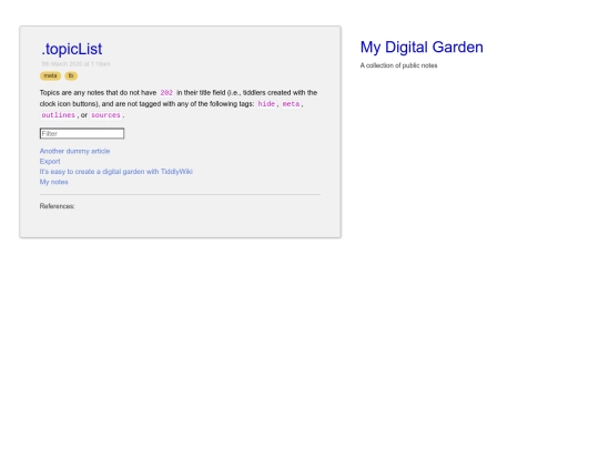 Digital garden/.topicList screenshot