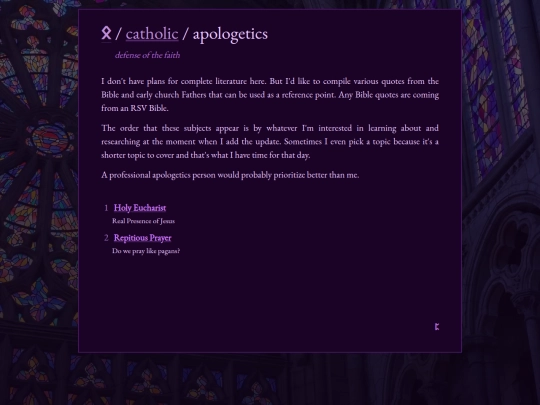 catholic/apologetics screenshot