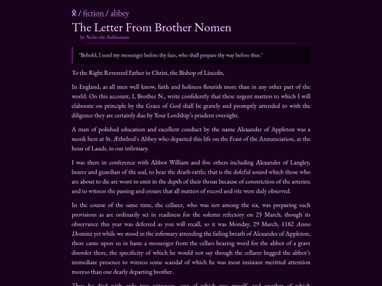 fiction/abbey/the-letter-from-brother-nomen screenshot