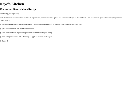 kskitchencucumbersandwhiches screenshot