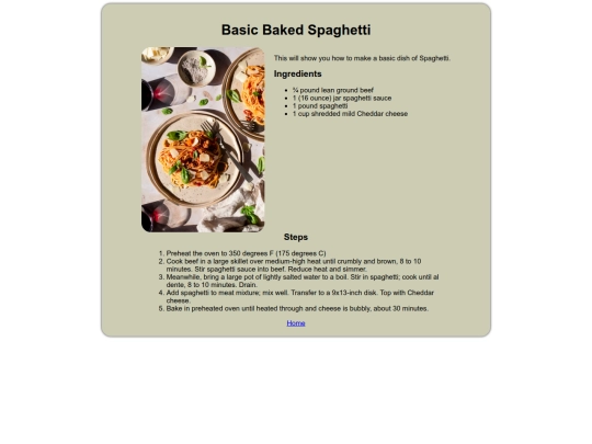 recipes/spaghetti screenshot