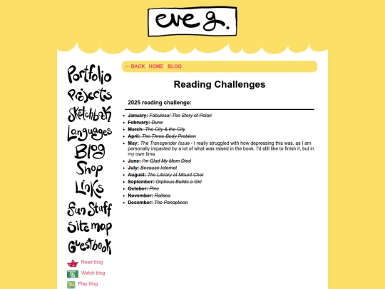 blog/readingchallenge screenshot