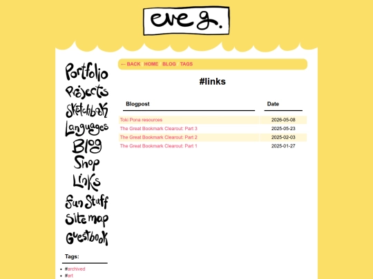 blog/tags/links screenshot