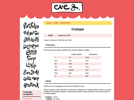languages/crytype screenshot