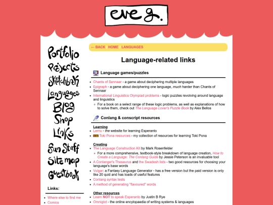 languages/links screenshot