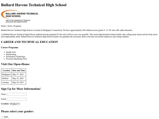 Web-Design/HTML/ HTML Project 4 - Bullard Open House: Forms/BullardOpenHouse screenshot