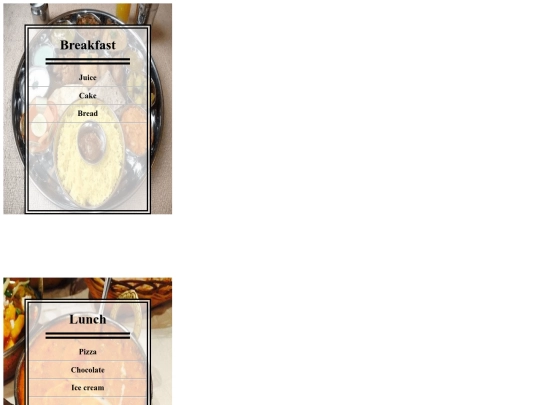 Menu screenshot