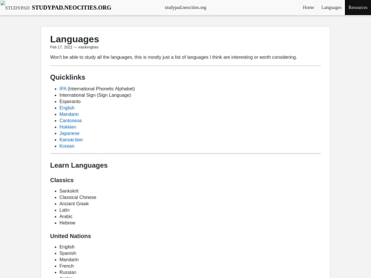 languages screenshot