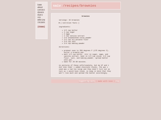 recipes/brownies screenshot