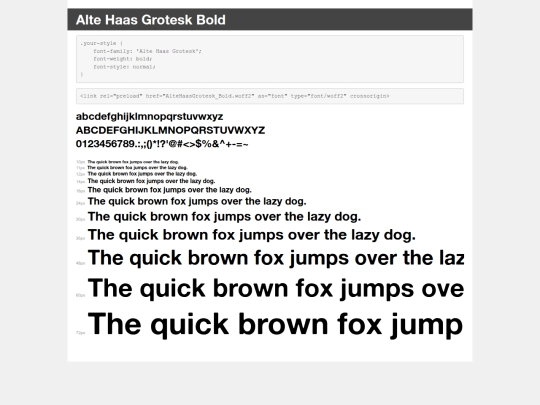 Alte Haas Grotesk/demo screenshot