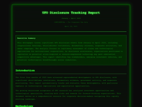 Docs/Disclosure Tracking January April 2025 screenshot