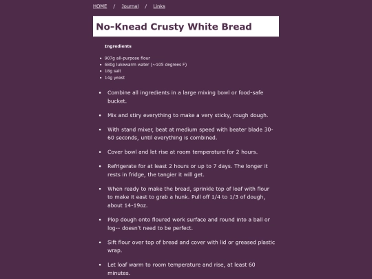 recipes/nokneadwhitebread screenshot