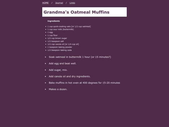 recipes/oatmealmuffins screenshot