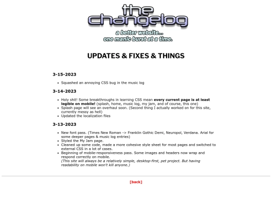 changelog screenshot