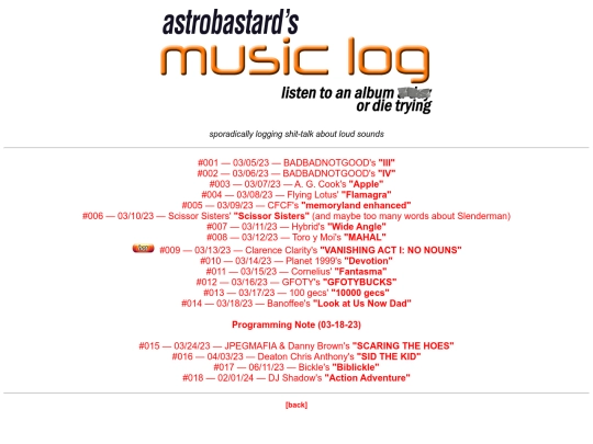 music-log screenshot