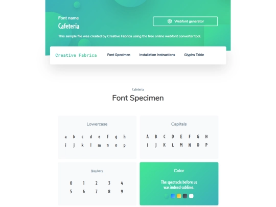 Fonts/Cafeteria_Webfont screenshot
