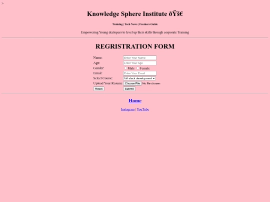 Student application/register screenshot