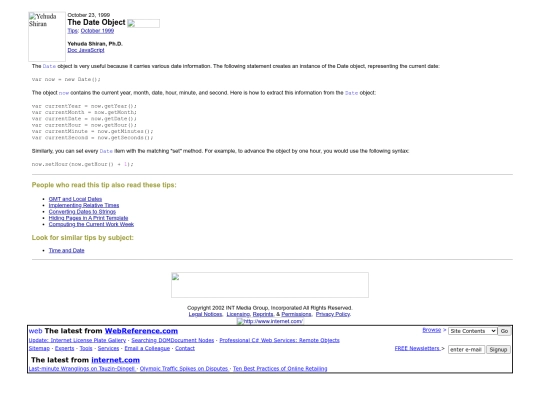 date&time/October 23, 1999 - The Date Object screenshot