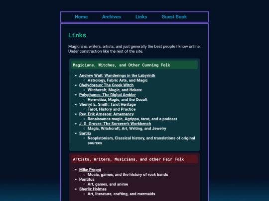 links screenshot