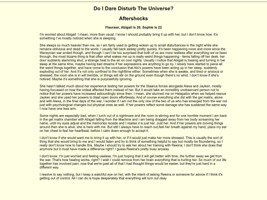 Writing/The Wedding Story/Aftershocks screenshot
