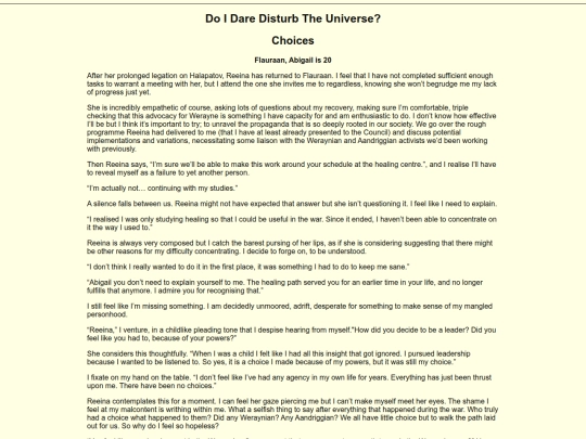 Writing/The Wedding Story/Choices screenshot